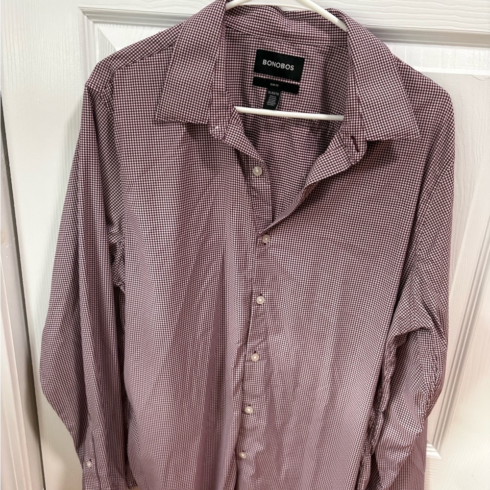 Bonobos Men's Maroon Micro-Check Dress Shirt